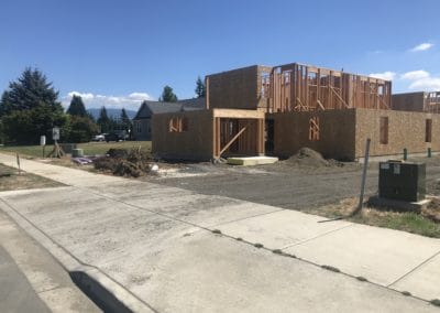 Rough framing at a construction site in Lynden Washington