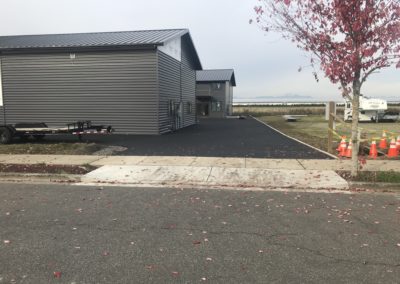 Newly constructed commercial buildings with stormwater design courtesy of Axe Engineering Services in Bellingham Whatcom County
